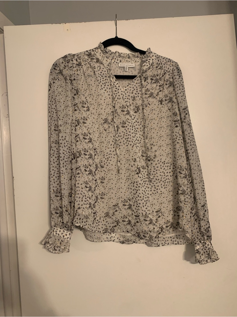Floral Blouse with Gold Detail